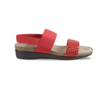 PISCES FOOTBED SANDAL WITH RED WOVEN LEATHER AND STRETCH FABRIC STRAP - side view