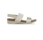 PISCES FOOTBED SANDAL WITH NATURAL STRETCH FABRIC AND GOLD LEATHER -  SIDE VIEW