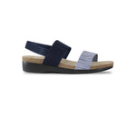 PISCES FOOTBED SANDAL IN DARK BLUE - SIDE VIEW