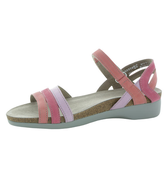 SUMMER STRAPPY FOOTBED SANDAL IN MULTI-MATERIAL PINK LEATHER - Side View