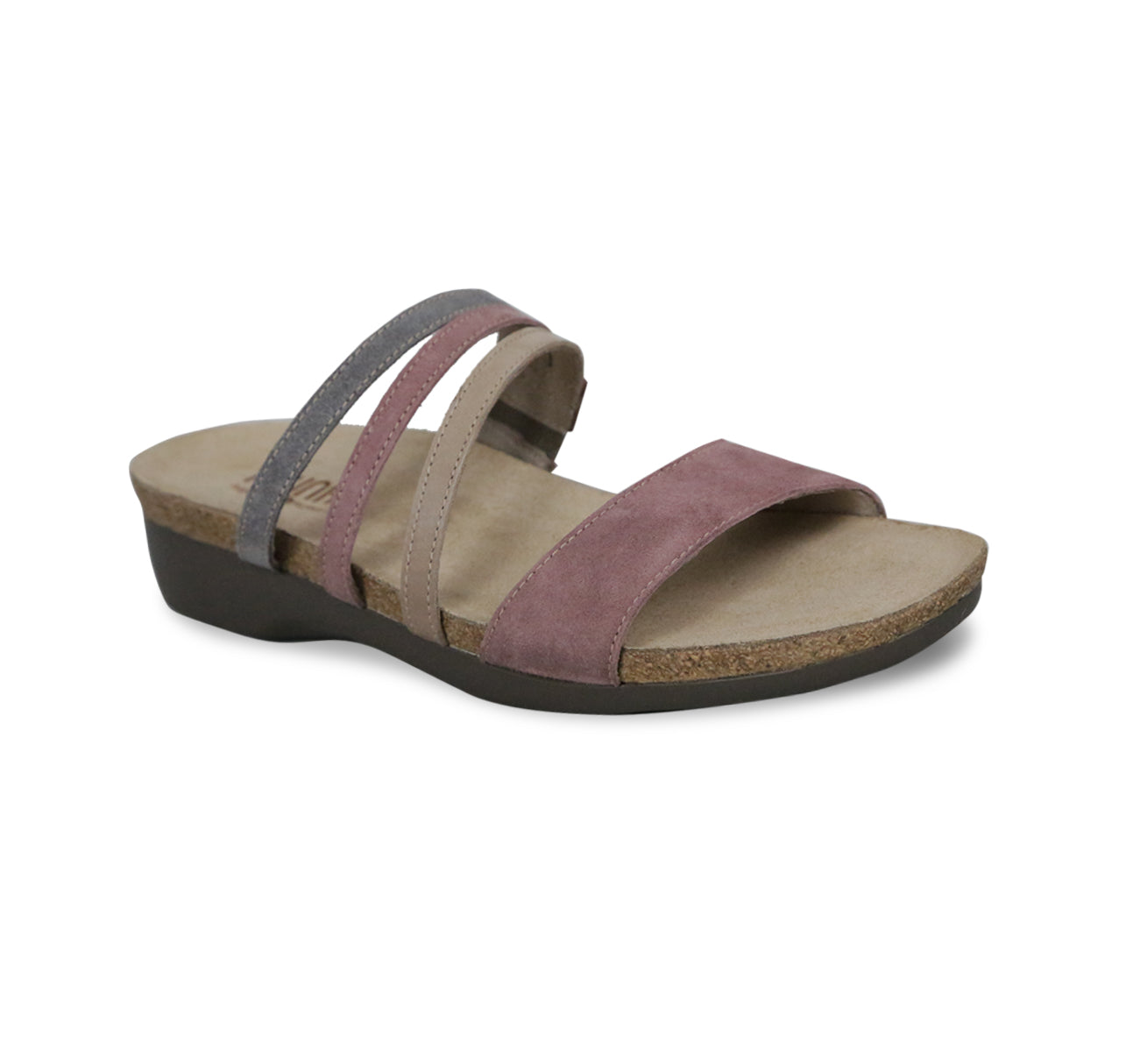 CAMILA STRAPPY FOOTBED SANDAL IN LAVENDAR NUBUCK - ANGLE VIEW