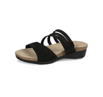 CAMILA FOOTBED SANDAL WITH ASYMMETRIACL STRAPS IN BLACK NUBUCK - inside view