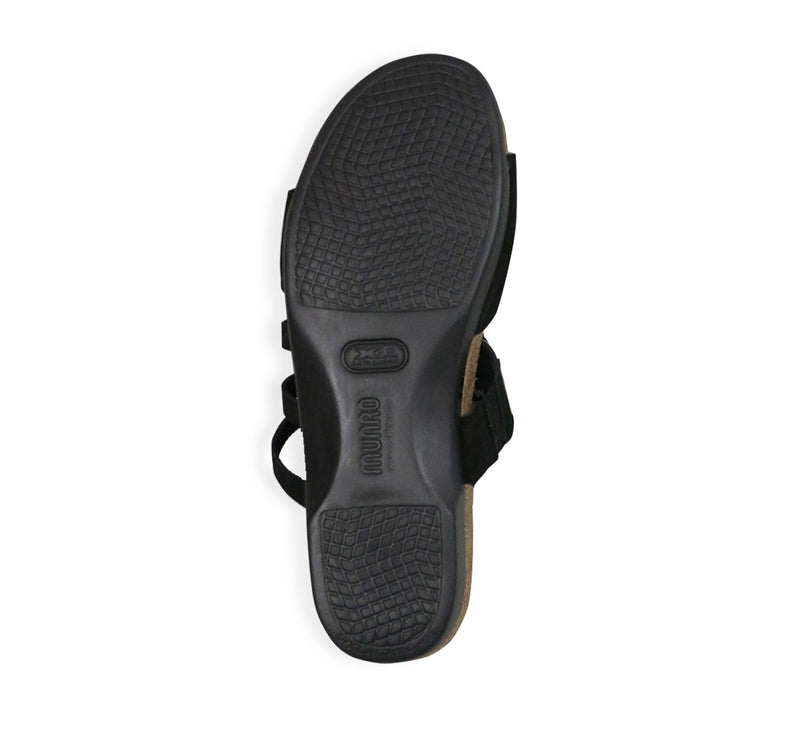 CAMILA FOOTBED SANDAL WITH ASYMMETRICAL STRAPS IN BLACK NUBUCK - bottom view