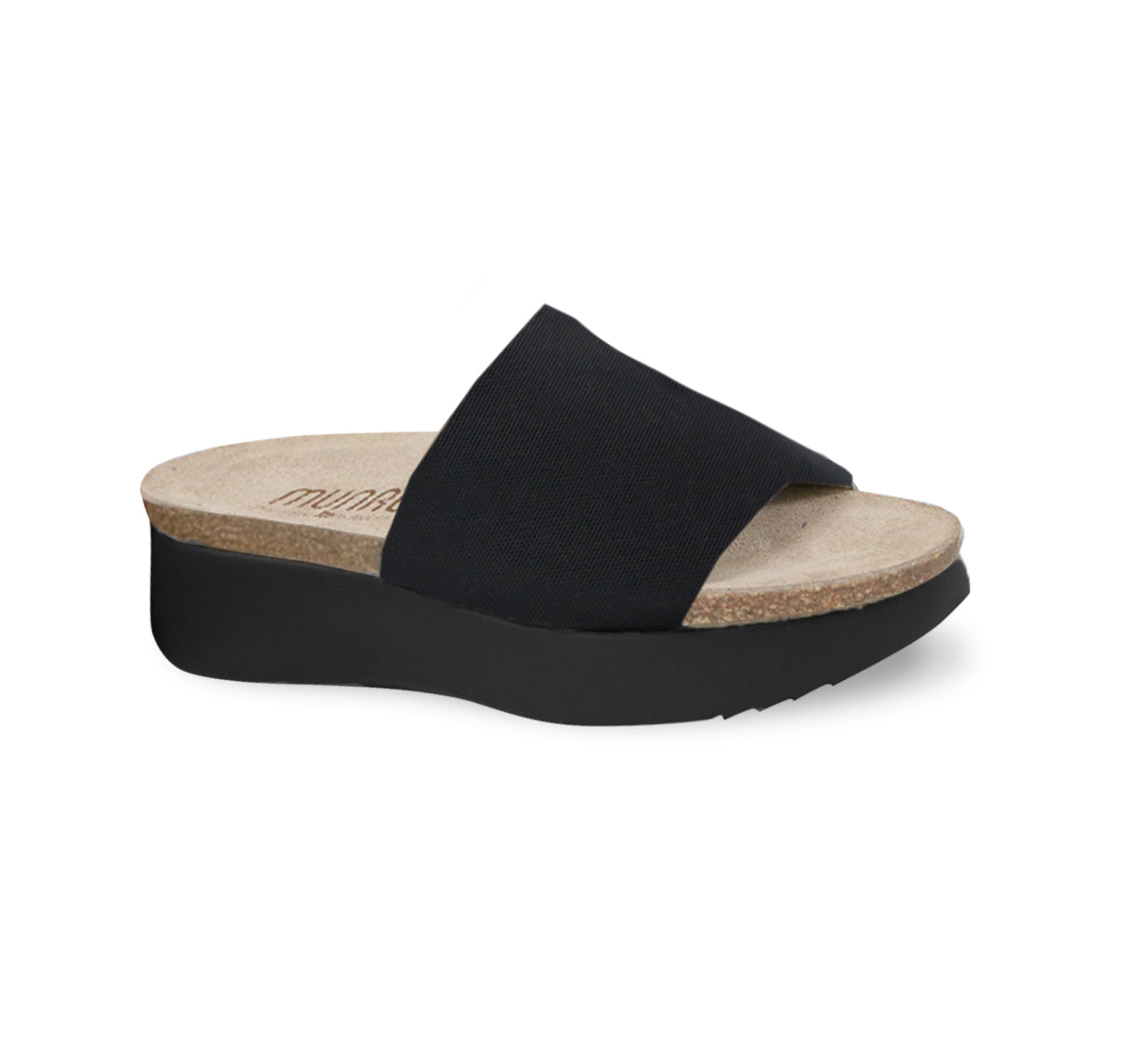 NALIA IS SINGLE WIDE-STRAP PLATFORM WEDGE WITH CORK AND LATEX INSOLE  - angle view