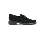 MUNRO WINSLOW MOC-TOE LOAFER WITH MONK STRAP AND COVERED BUCKLE IN BLACK SUEDE-SIDE VIEW