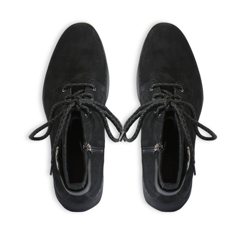 BUCKLEY CASUAL BOOT WITH LACES AND ZIPPER IN BLACK NUBUCK-upper view