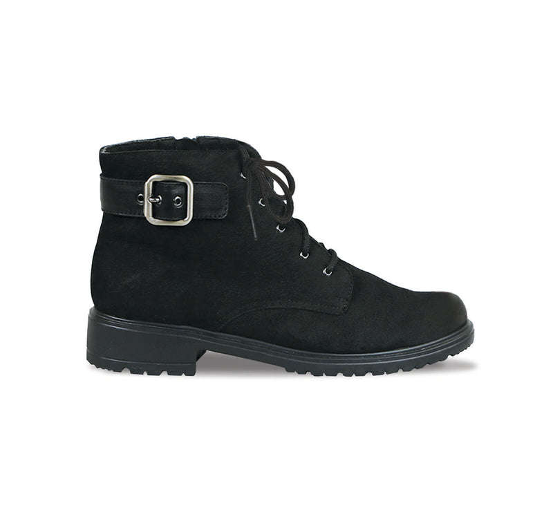 BRADLEY CASUAL BOOT WITH LACES AND ZIPPER IN BLACK TUMBLED NUBUCK - Outside View