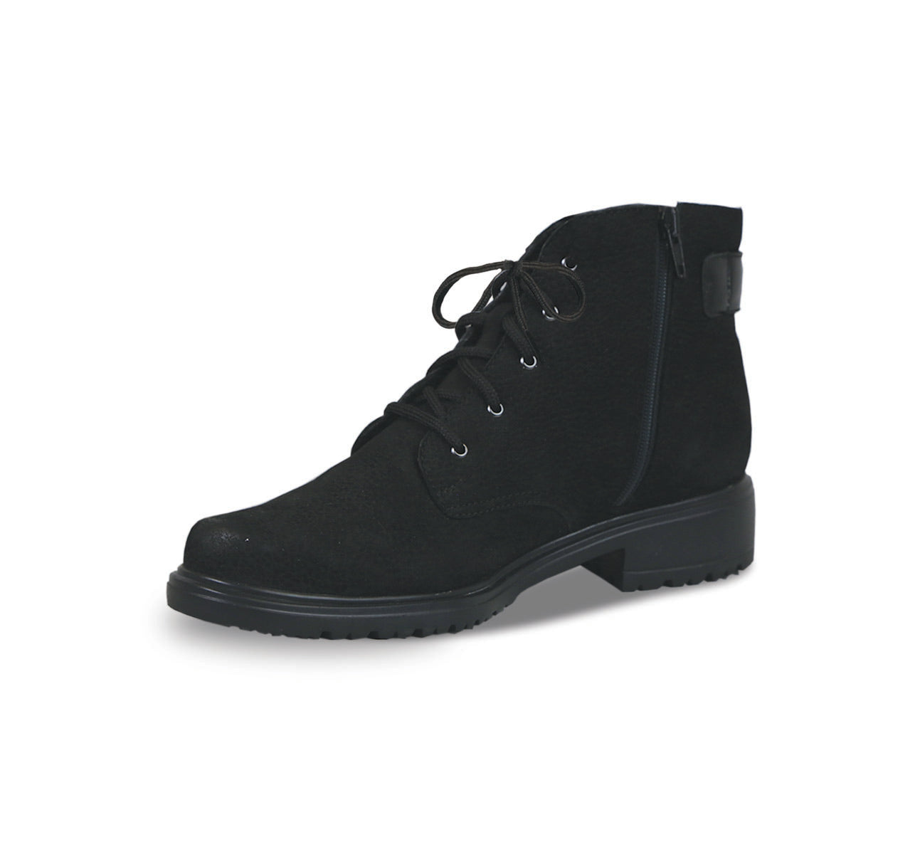 BRADLEY CASUAL BOOT WITH LACES AND ZIPPER IN BLACK TUMBLED NUBUCK - Inside View