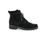 FINNLEY LACE BOOT WITH INSIDE ZIPPER IN BLACK CALF SUEDE - angle view