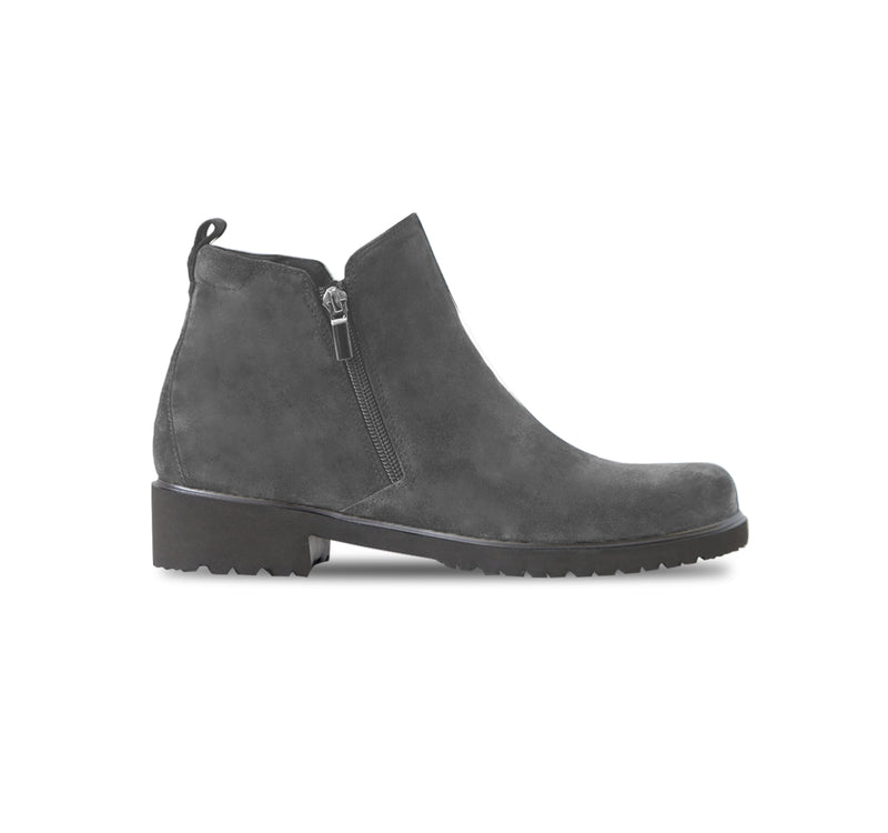 ROURKE CHARCOAL SUEDE DOUBLE ZIPPER BOOT - SIDE VIEW