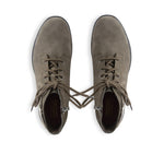 BRADLEY II CASUAL BOOT WITH LACES AND ZIPPER IN MOSS GREEN TUMBLED NUBUCK - TOP VIEW