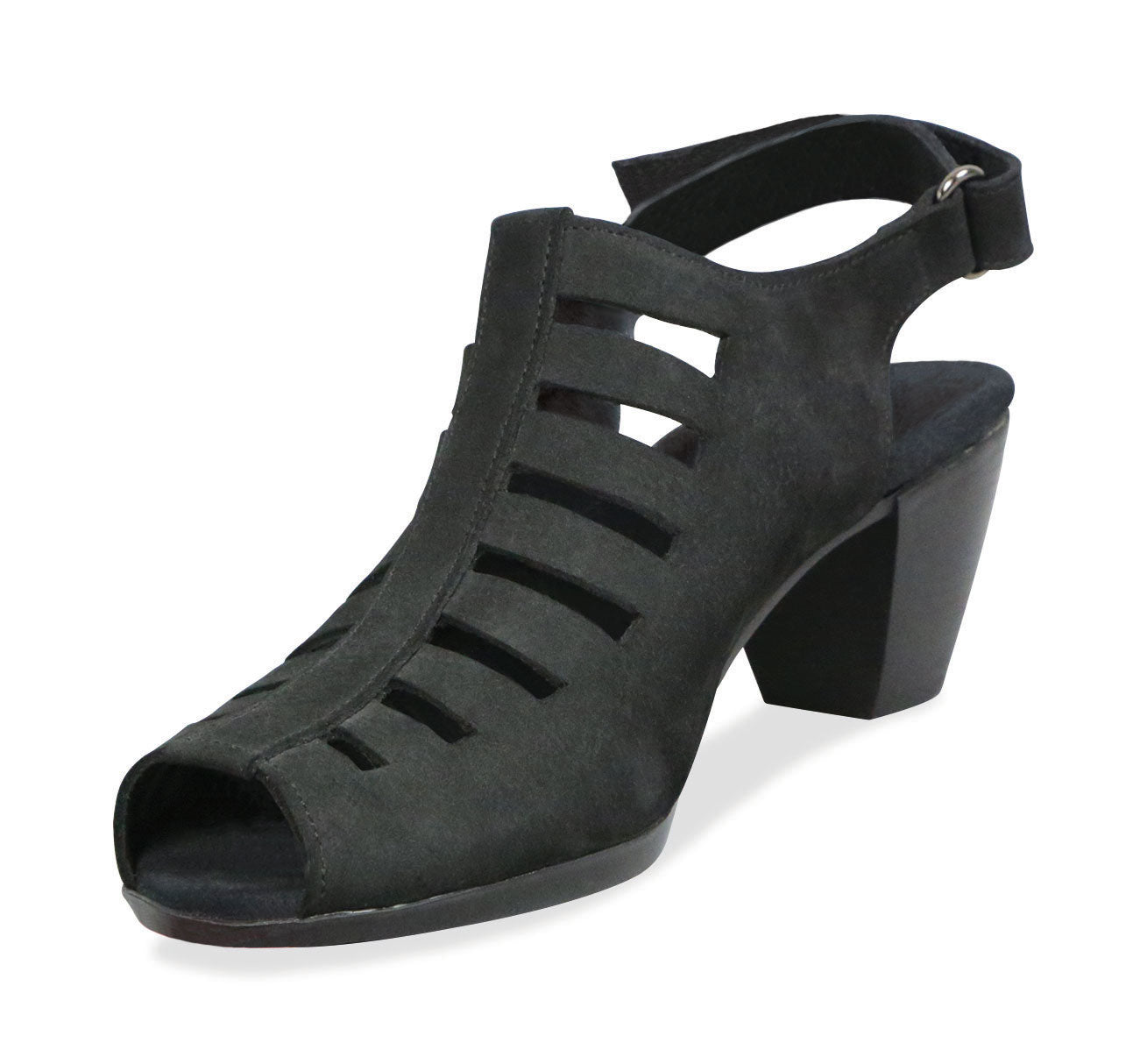 Abby Slingback Sandal in Black Nubuck Inside View