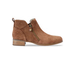 NEKO ANKLE BOOTIE IN NEW TOBACCO LEATHER WITH DUAL ZIPPERS - SIDE VIEW