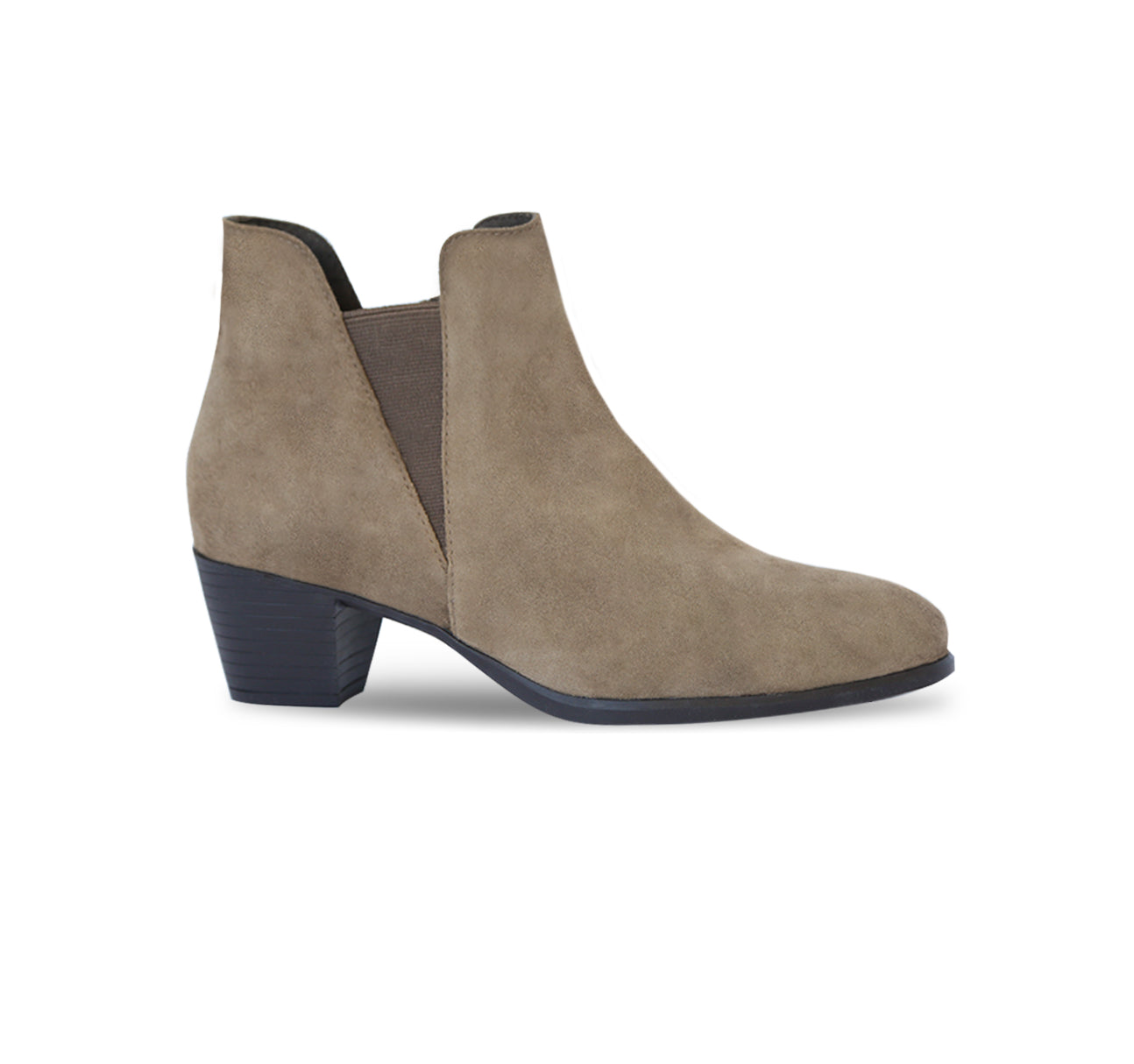 JACKSON A CHELSEA STYLE BOOTIE IN TOASTED SESAME COLOR SUEDE - SIDE VIEW