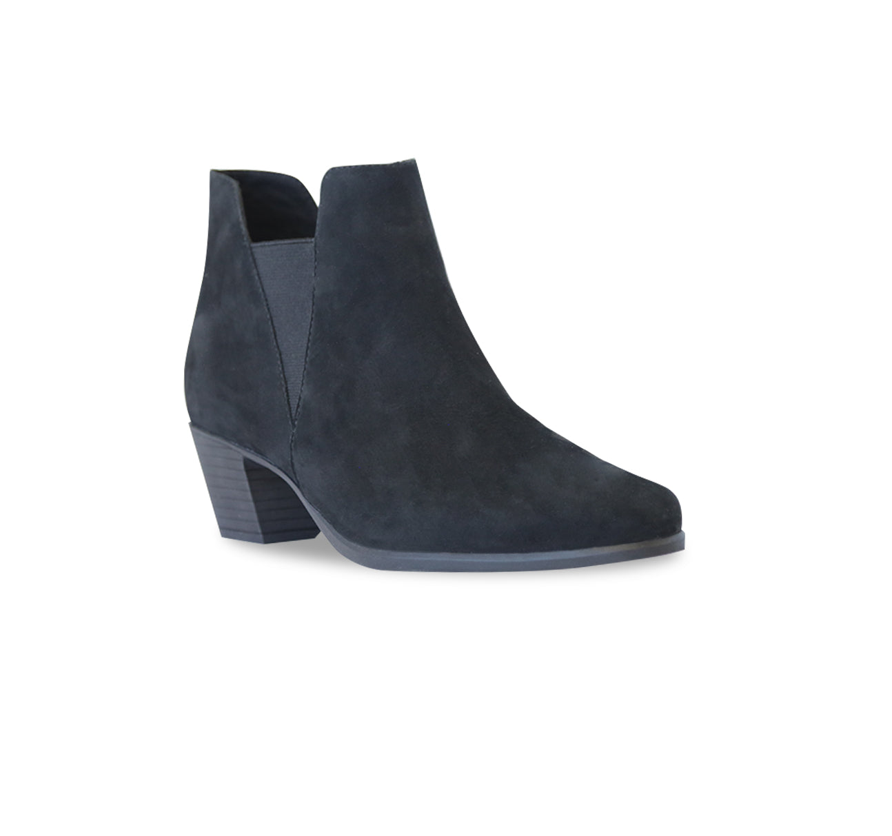 JACKSON CHELSEA STYLE BOOTIE IN BLACK SUEDE-angle view