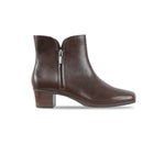 LANDYN FUDGE LEATHER BOOTIE WITH OUTSIDE ZIP ON RUBBER UNIT OUTSOLE-SIDE VIEW