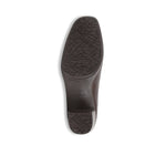 LANDYN FUDGE LEATHER BOOTIE WITH OUTSIDE ZIP ON RUBBER UNIT OUTSOLE-BOTTOM VIEW