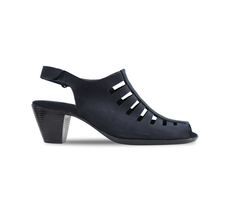 Abby Slingback Sandal in Navy Nubuck Outside View