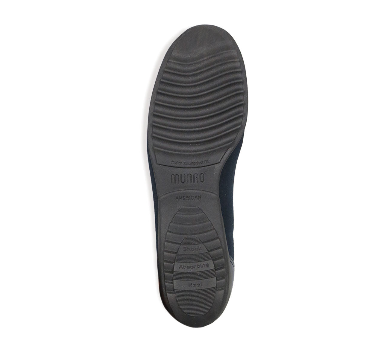 TRAVELER WALKING SHOE IN NAVY FABRIC AND LEATHER - Bottom View