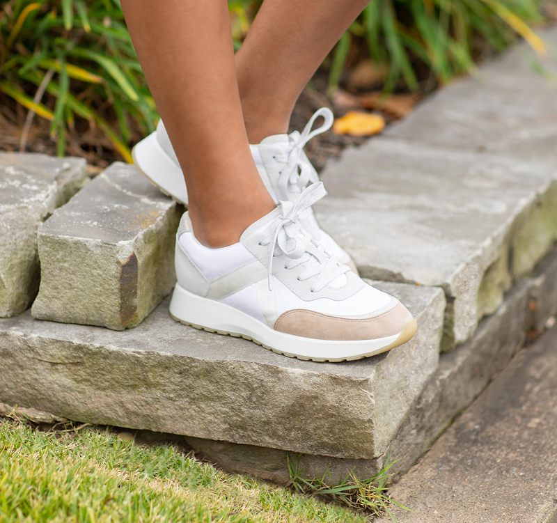 PIPER ATHLEISURE OXFORD IN WHITE & TAN COMBINATION MATERIALS - Lifestyle