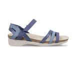 SUMMER STRAPPY FOOTBED SANDAL IN MULTI-MATERIAL BLUE LEATHER - Side View