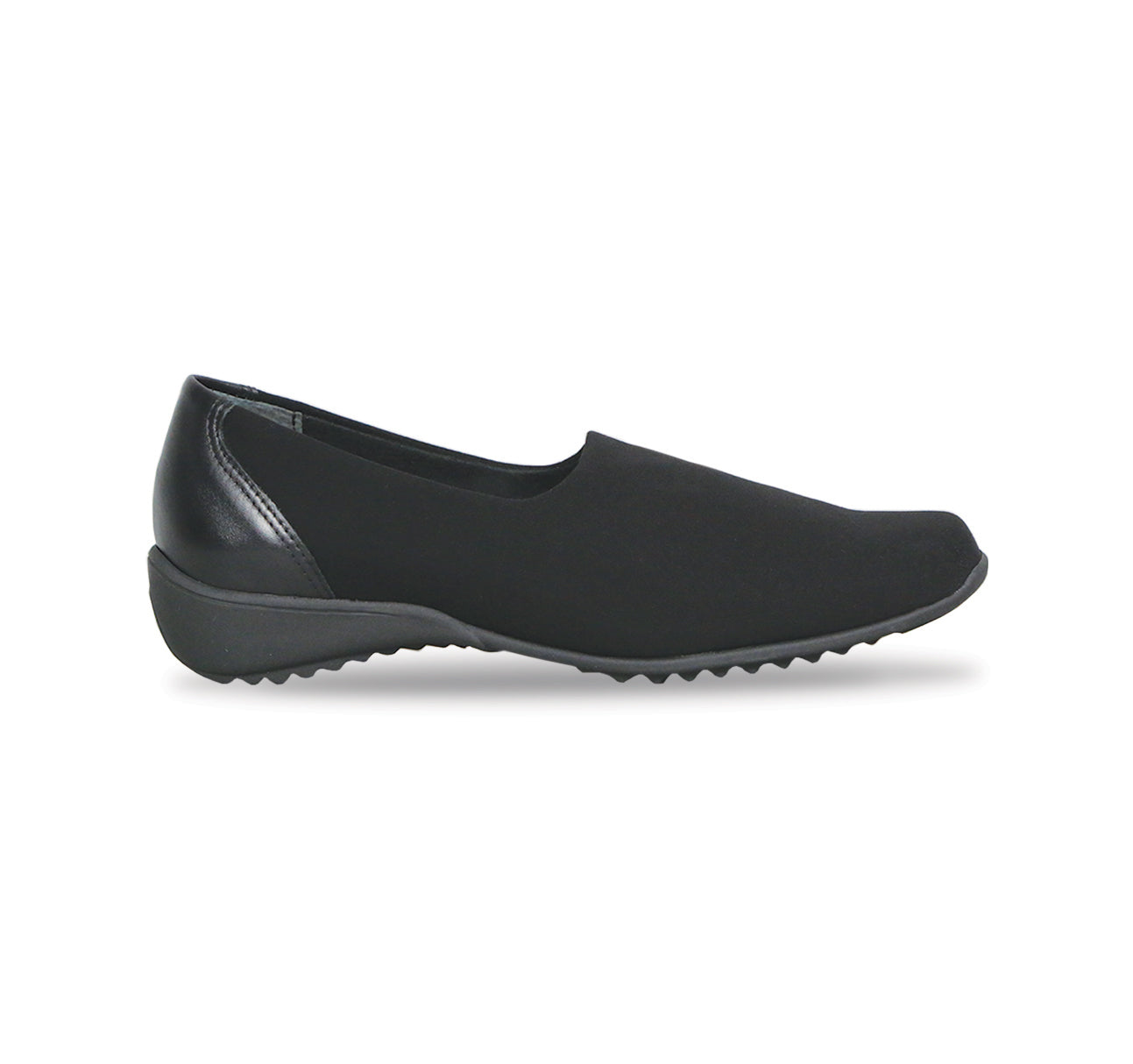 TRAVELER WALKING SHOE IN BLACK FABRIC AND LEATHER - Side View